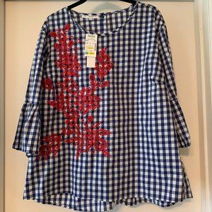MacDougal & Houston Gingham Embroidery Top
